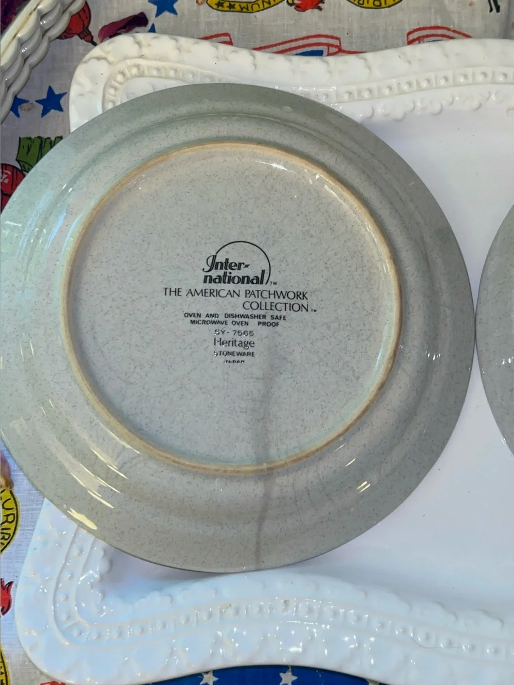 Vintage International Heritage Salad Plates  American Patchwork Pattern Set of 2